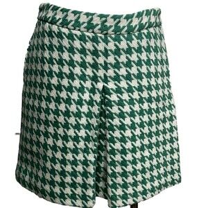Paul & Joe for Target Mini Skirt Womens 5‎ Green Houndstooth Wool Blend Pleated